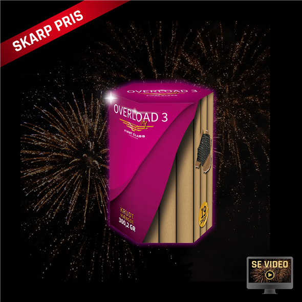 82.  Overload 3 by firstclass – 19 Skuds Formstøbt Fyrværkeribatteri